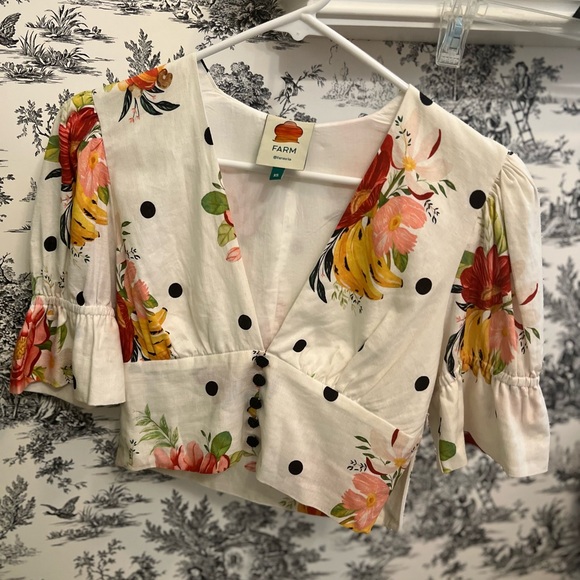 Farm Rio womens crop top size XS floral - Picture 3 of 8